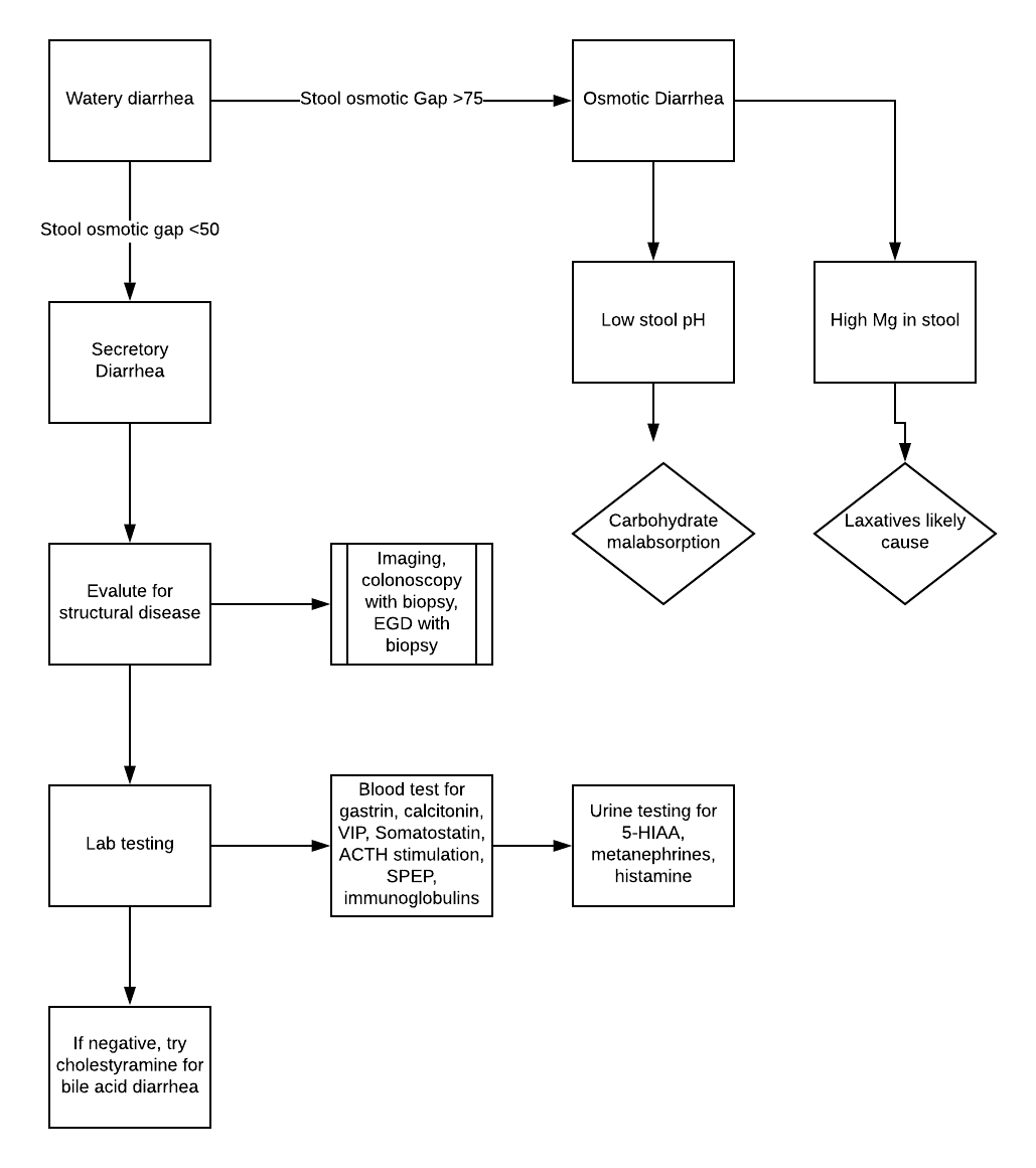 Diagnostic approach for watery diarrhea