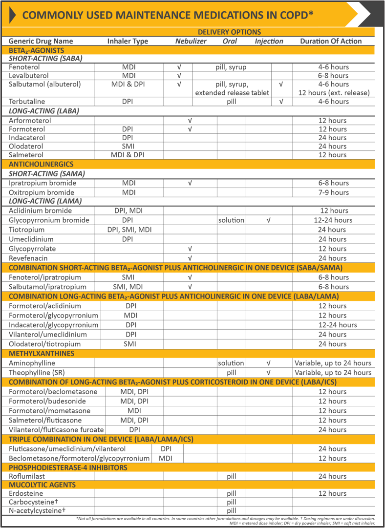 Table 3. Commonly used maintenance medications in COPD