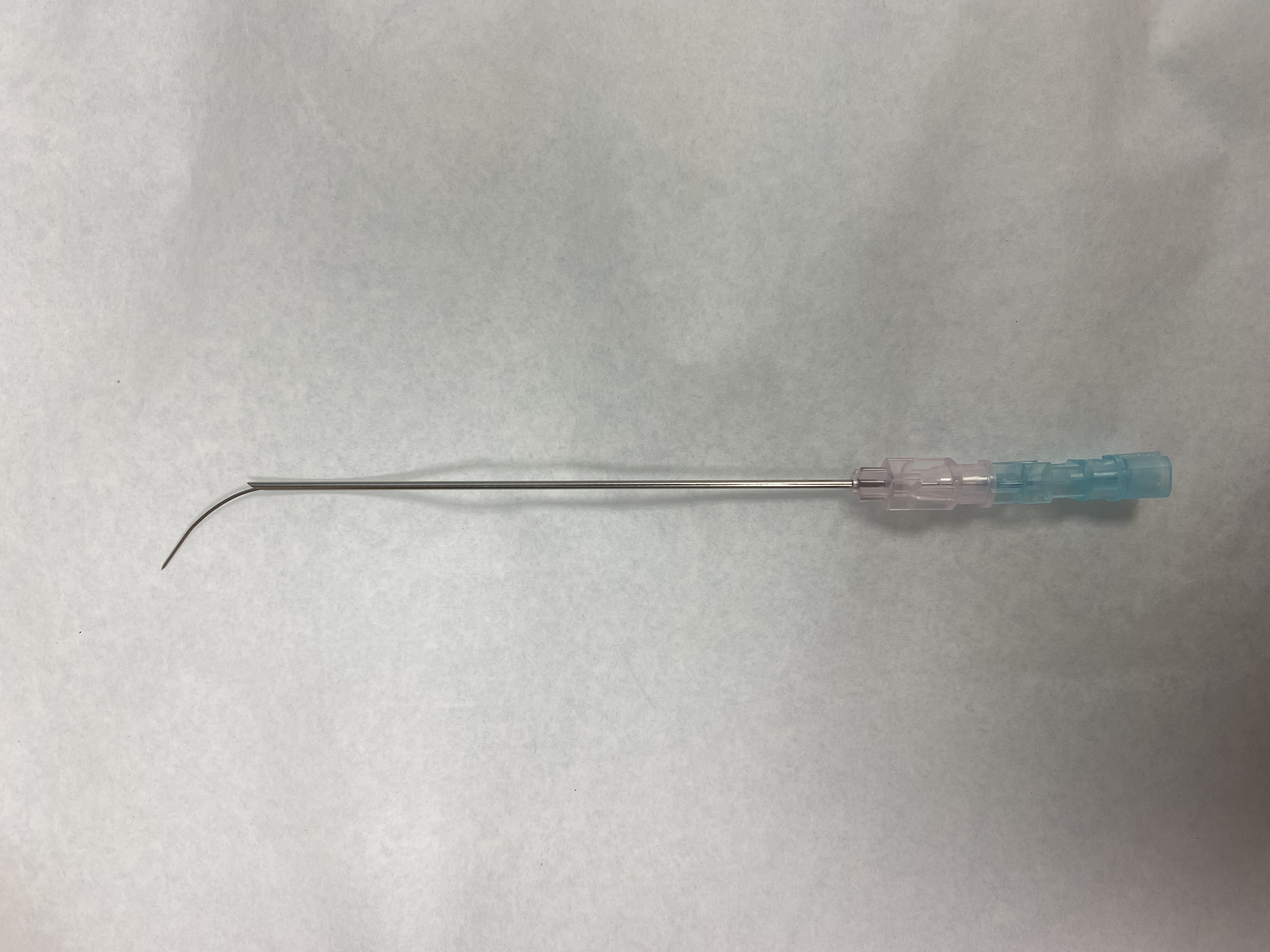 25gauge needle inserted through 18gauge needle bevel of 18gauge facing inward bevel of 25gauge facing outward to navigate med